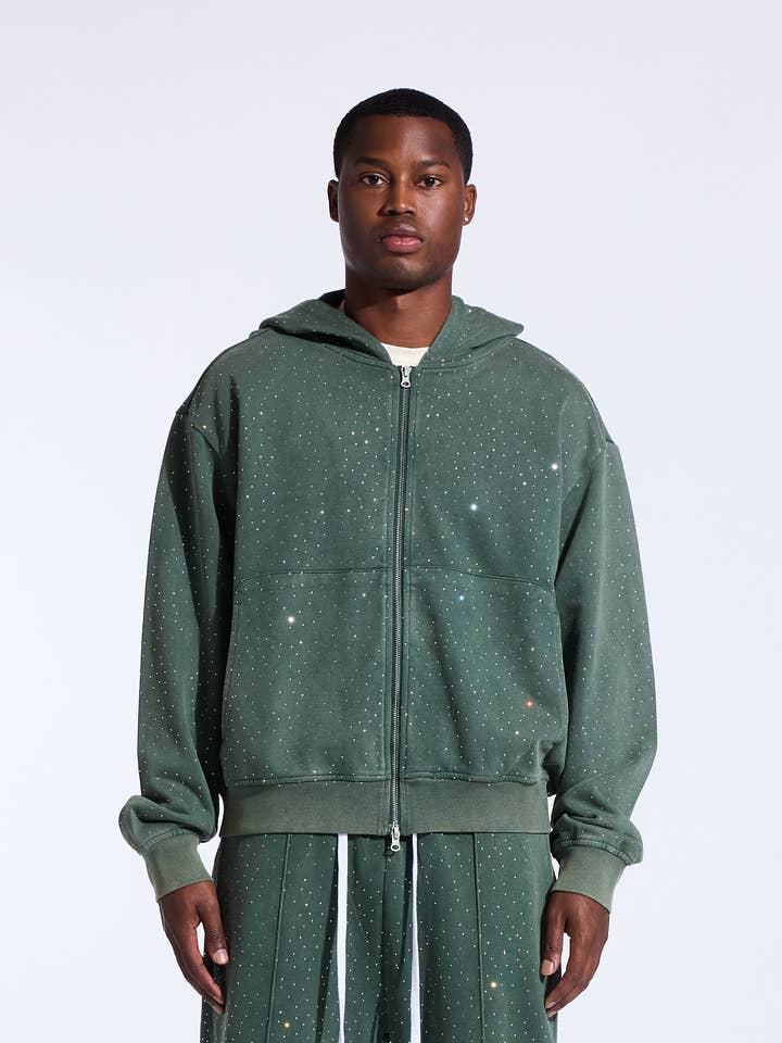 Sweat à capuche Nova (vert glacier) pour la vente par Crysp Denim
