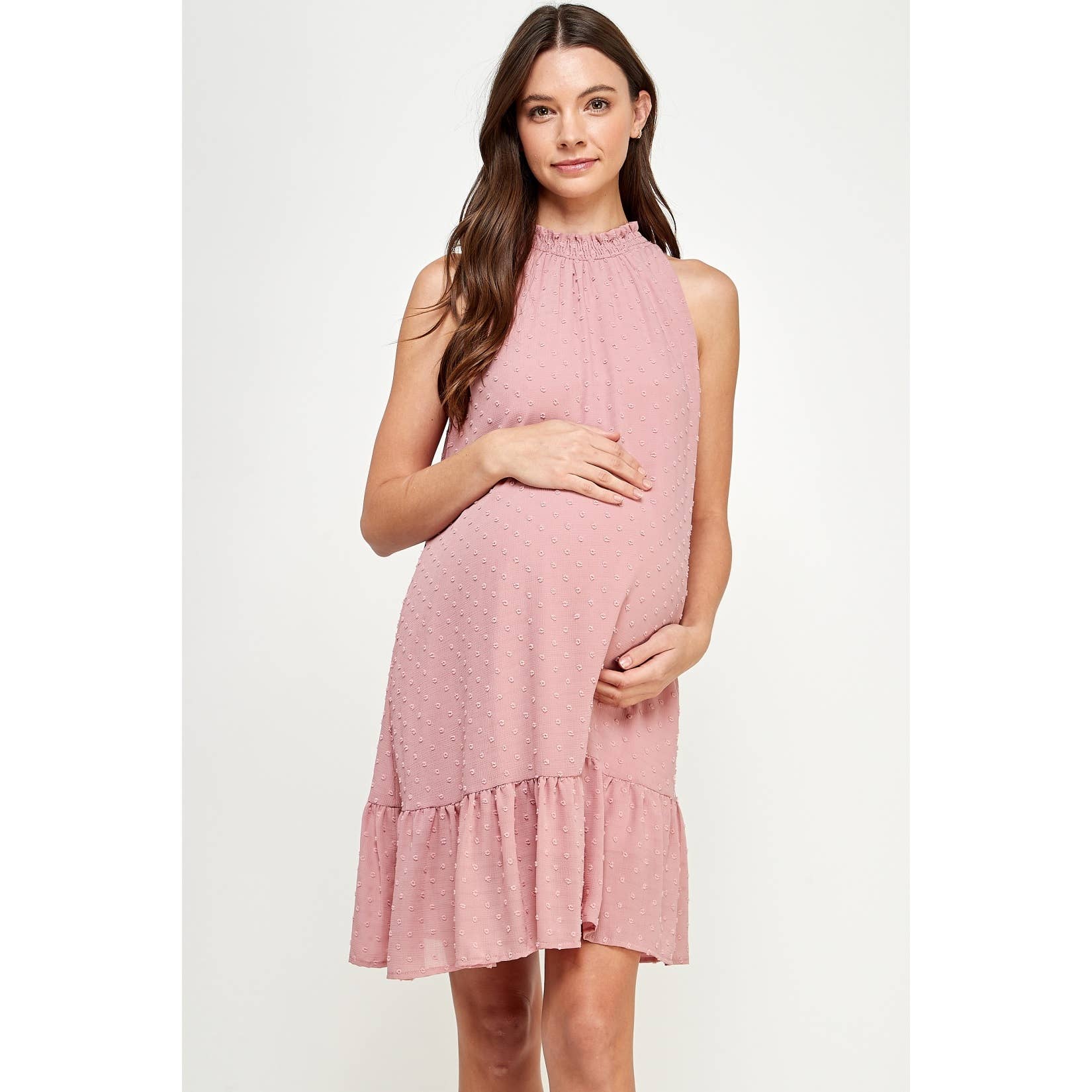 Hello Miz - Vente Robe - Robe de maternité à col montant en plumetis avec volant12