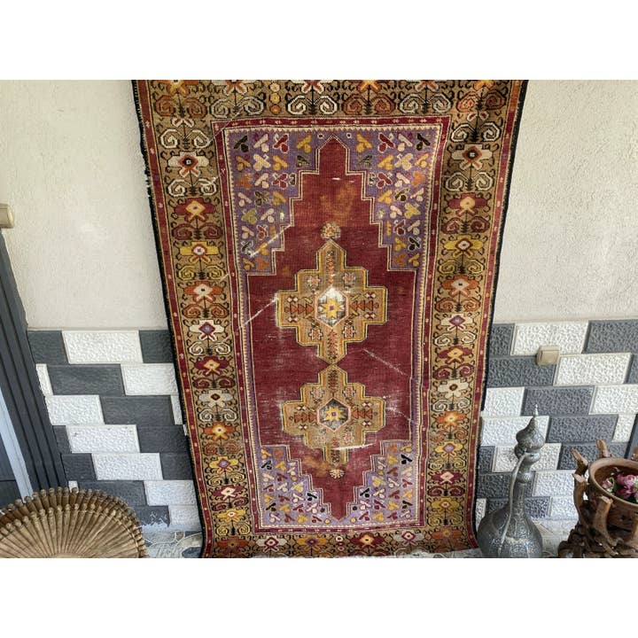 Oushak Rugs - Wholesale Area Rug - Vintage Turkish Oushak Handmade Geometric Wool Rug 4x6 ft3