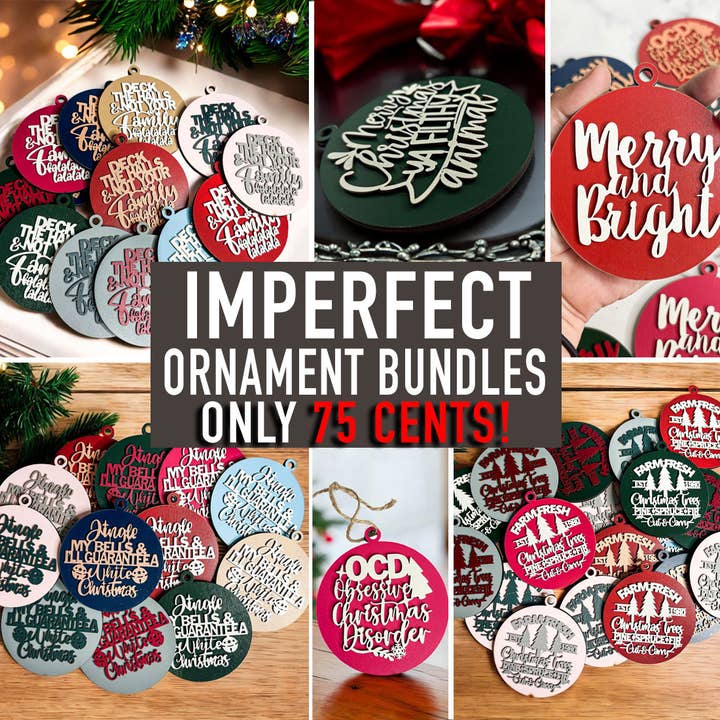 Imperfect Wood Slices Christmas Ornaments Bundle for wholesale by Gia Roma