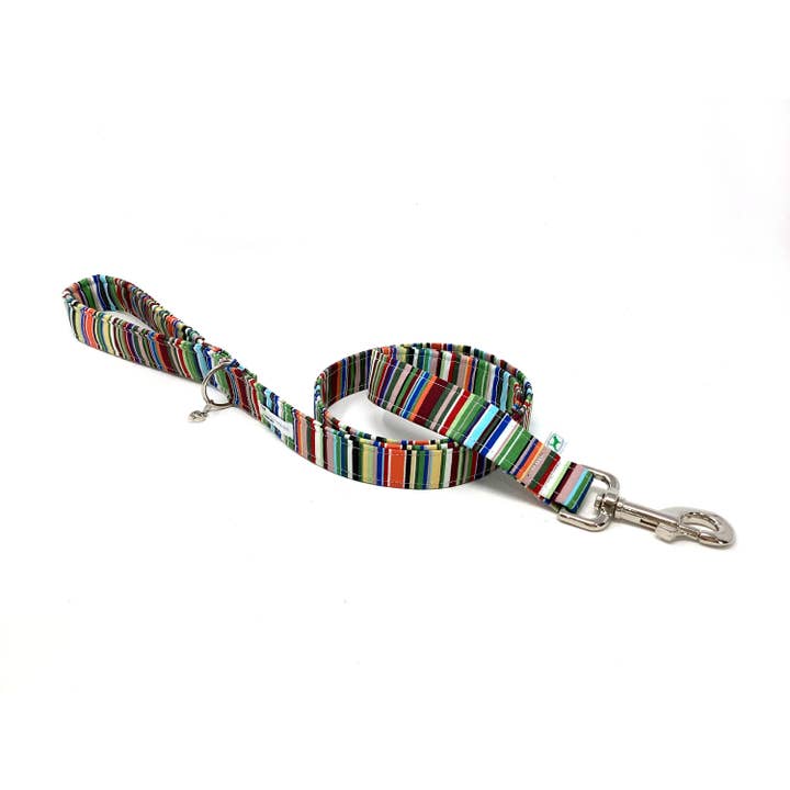 Green And Brown Stripe Padded Handle Striped Dog Lead for wholesale by EcoDogDesigns