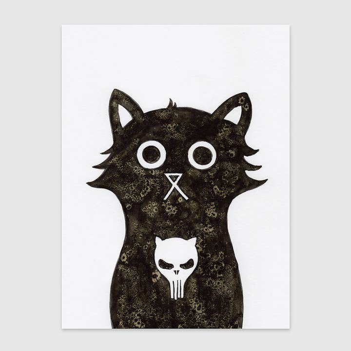 Punisher Cat Wandkunstdruck, Superheldendruck, Halloween-Geschenkkunst für den Großhandel von Baldy And The Fidget