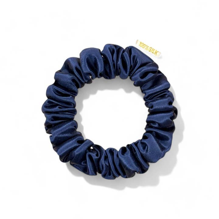 HoneyLux - Wholesale Scrunchie - Women's - Organic Premium Silk Mini Scrunchie - Royal Blue