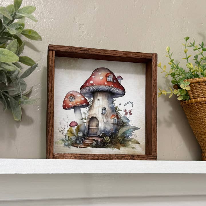 Hangout Home - Vente Affiche d'art - Maison aux champignons - Jolie maison en forme de champignons - Art printanier