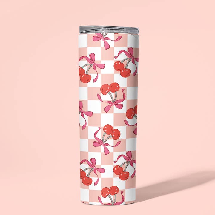 Gobelet à carreaux Cherry Bow pour la vente par amarieacreates