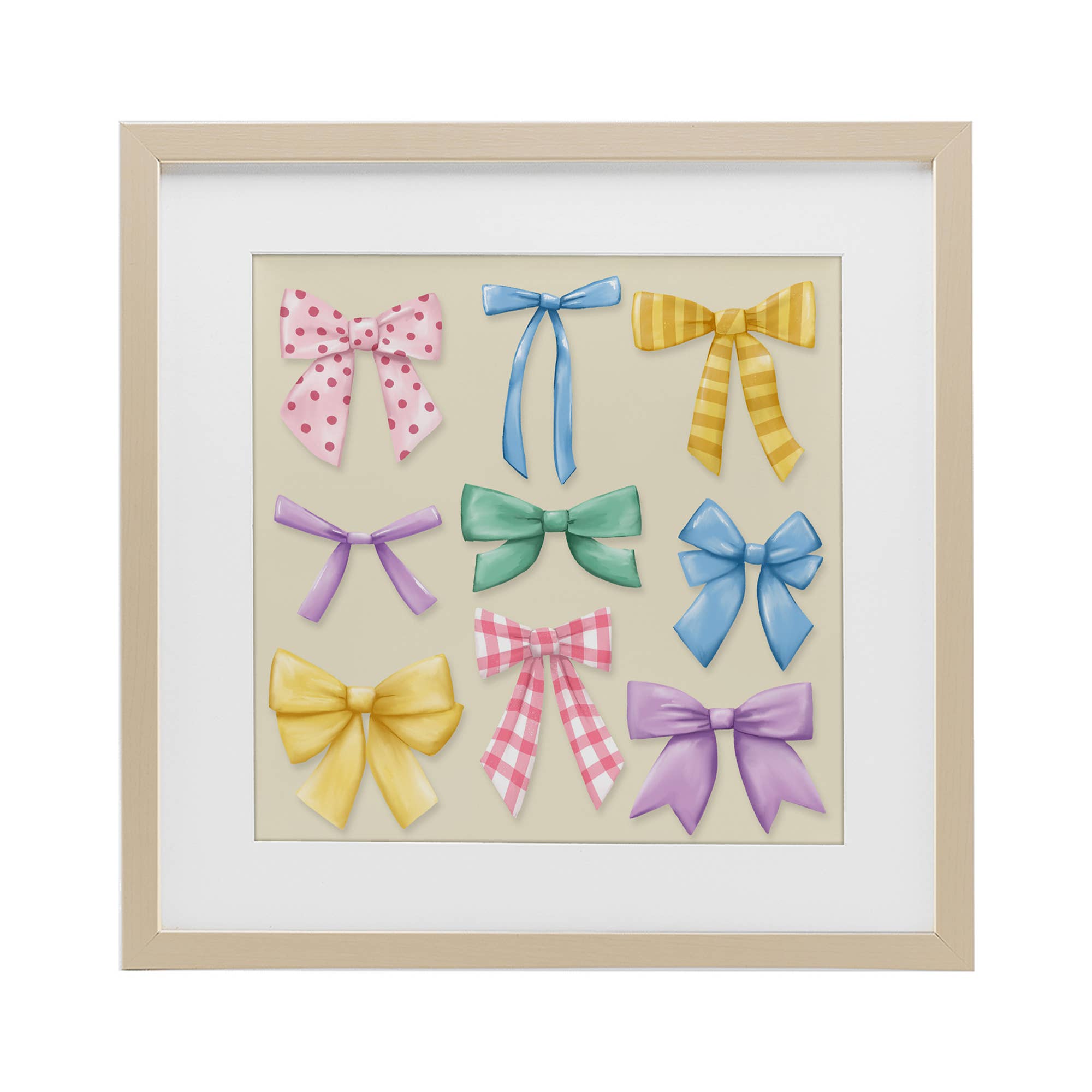 Stupell Industries - Wholesale Wall Sign - Pretty Bows Differing Patterns - Print Under Glass Wall Art11