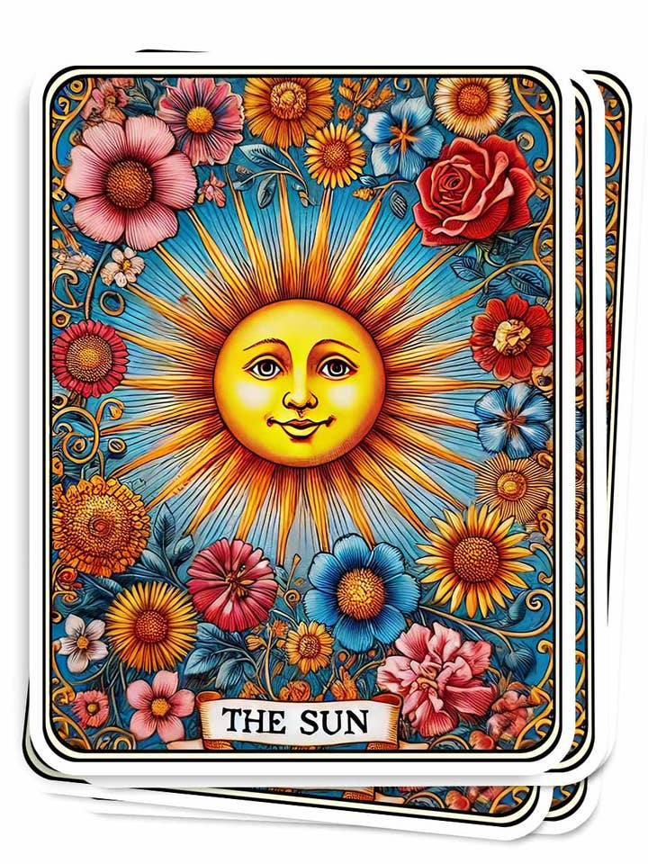 Autocollant de carte de tarot Le Soleil, autocollants célestes pour la vente par Side Story