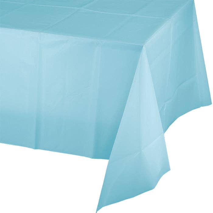 Bulk Pastel Blue Plastic Table Covers 54 inch x 108 inch (12 per Case) for wholesale by Bulk Party Decor