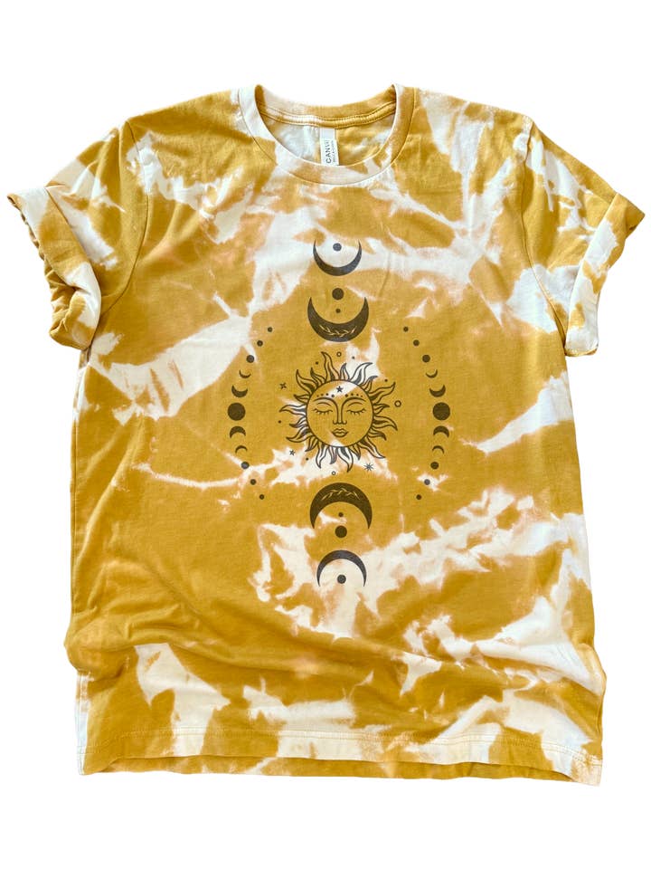 Sun and Moon Tie-Dye Tee for wholesale by Pick Your Poison Tees LLC (Formerly Wandering Owl Designs)