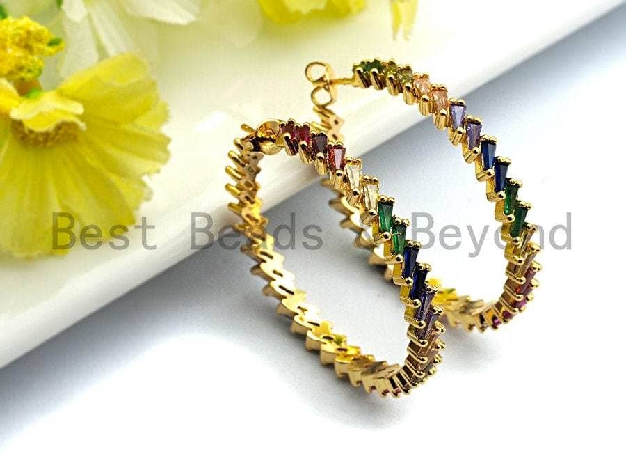 BestBeads&Beyond - Wholesale Hoop Earrings - Colorful CZ Large Hoop Earrings, Sku#J127/LD4563