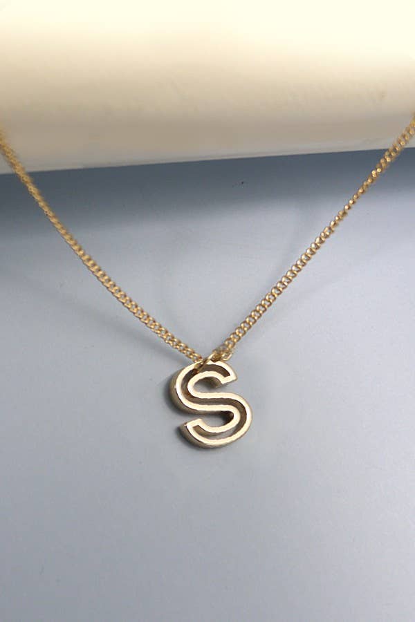 JOSSLYN by wall to wall - Wholesale Pendant/Charm Necklace - INITIAL CUTOUT 3D DELICATE PERSONALIZED NECKLACE | 31N240323