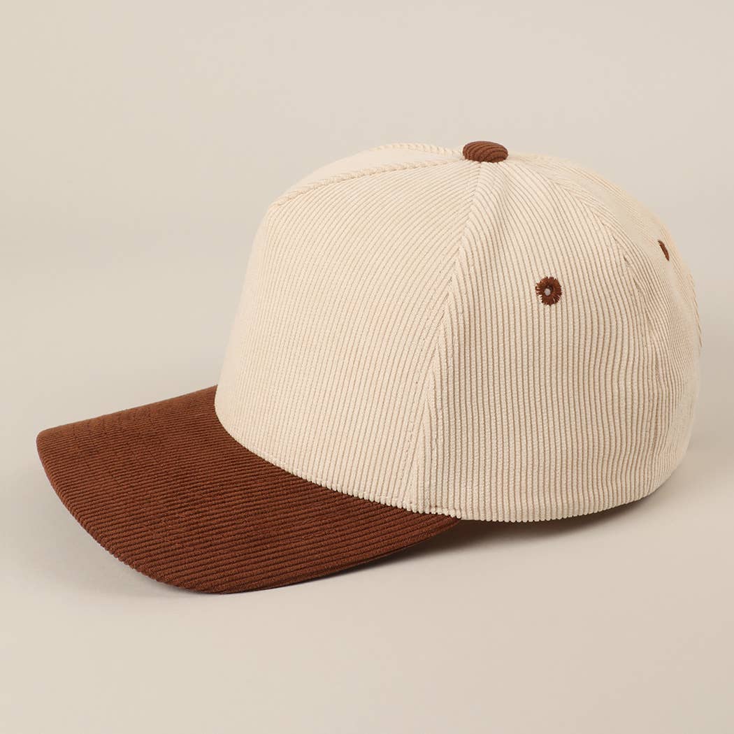 Fashion City - Wholesale Baseball Cap - Unisex - Plain Two Tone Corduroy 5 Panel Trucker Hat10