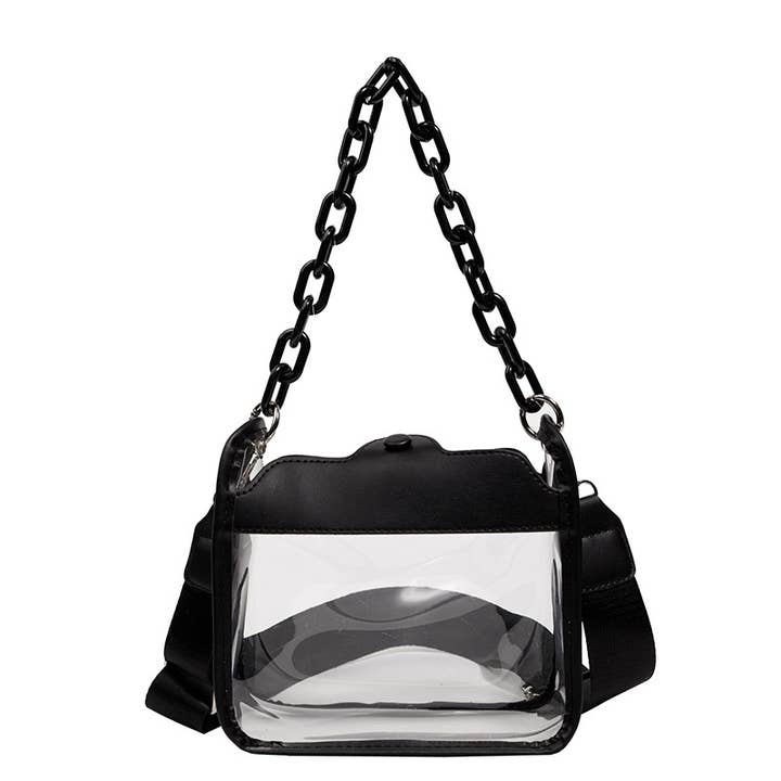 Sac à main Serena Clear en noir pour la vente par Natalie Mills