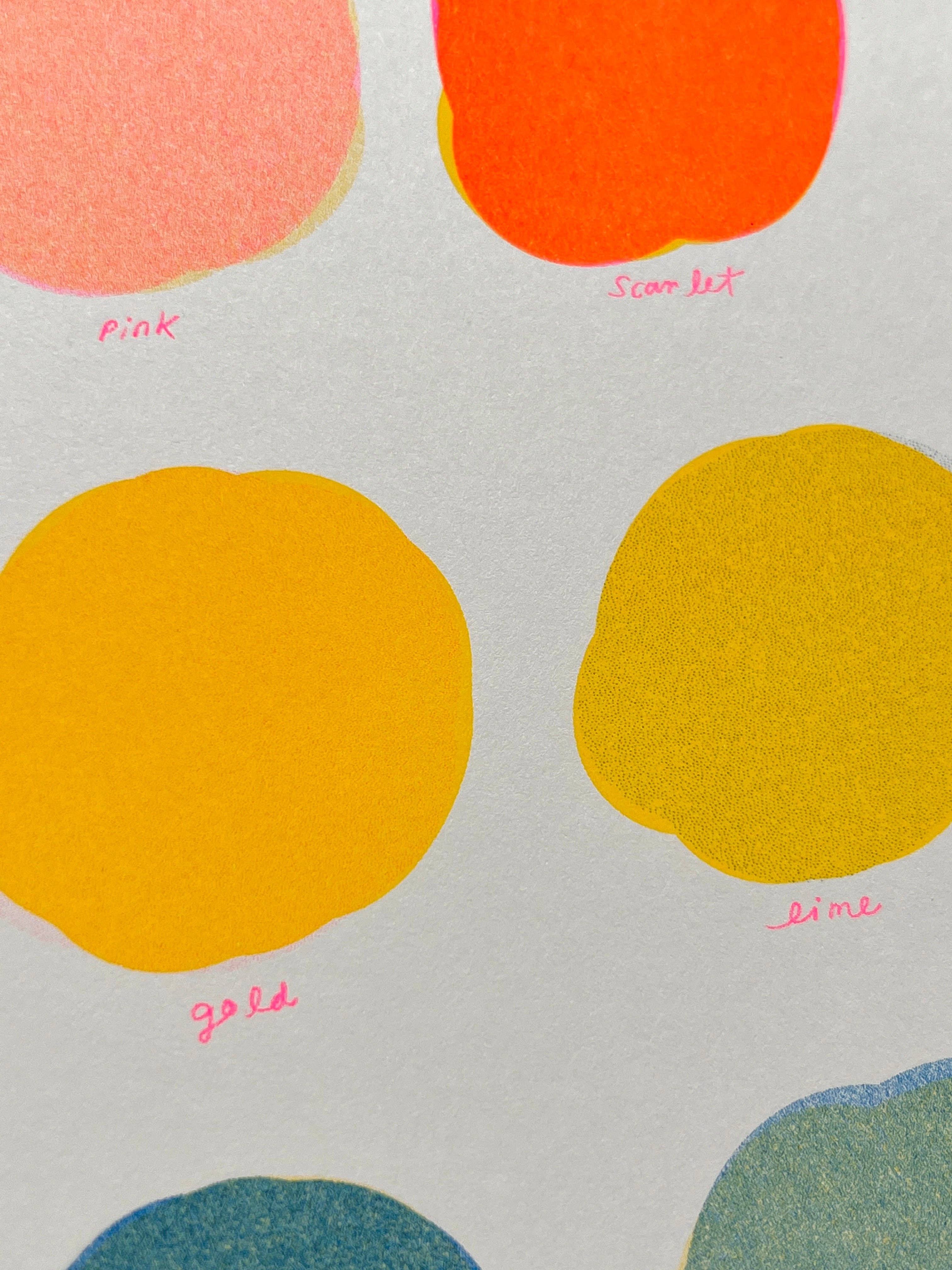 Natalie Andrewson - Wholesale Art Print - Riso Color Swatch in Blue, Yellow and Fluorescent Pink4