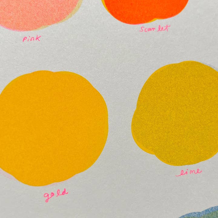 Natalie Andrewson - Wholesale Art Print - Riso Color Swatch in Blue, Yellow and Fluorescent Pink4