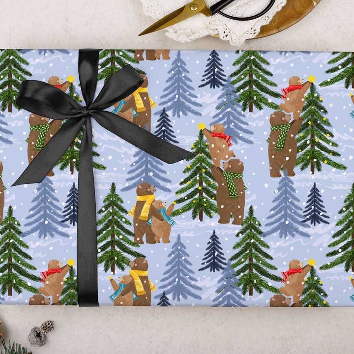Christmas bear wrapping paper | Gift Wrap for wholesale by Making Meadows Ltd