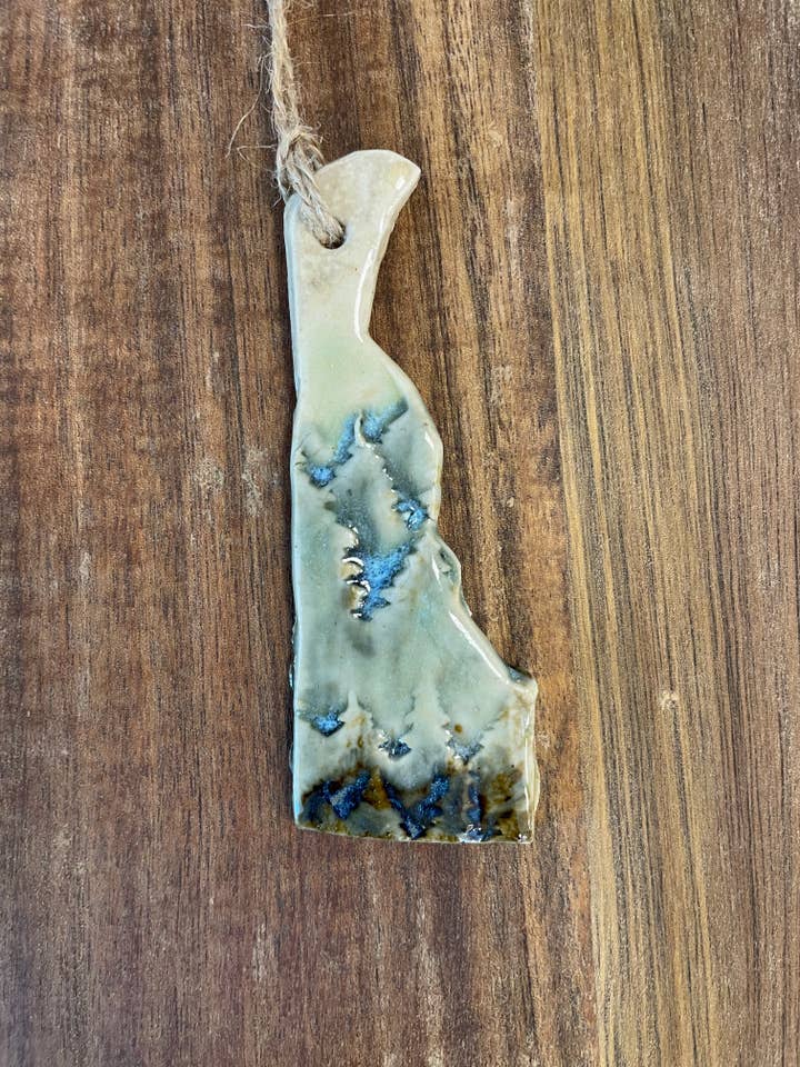 Rustic Delaware with Trees Ceramic Ornament for wholesale by Flow Art Studios