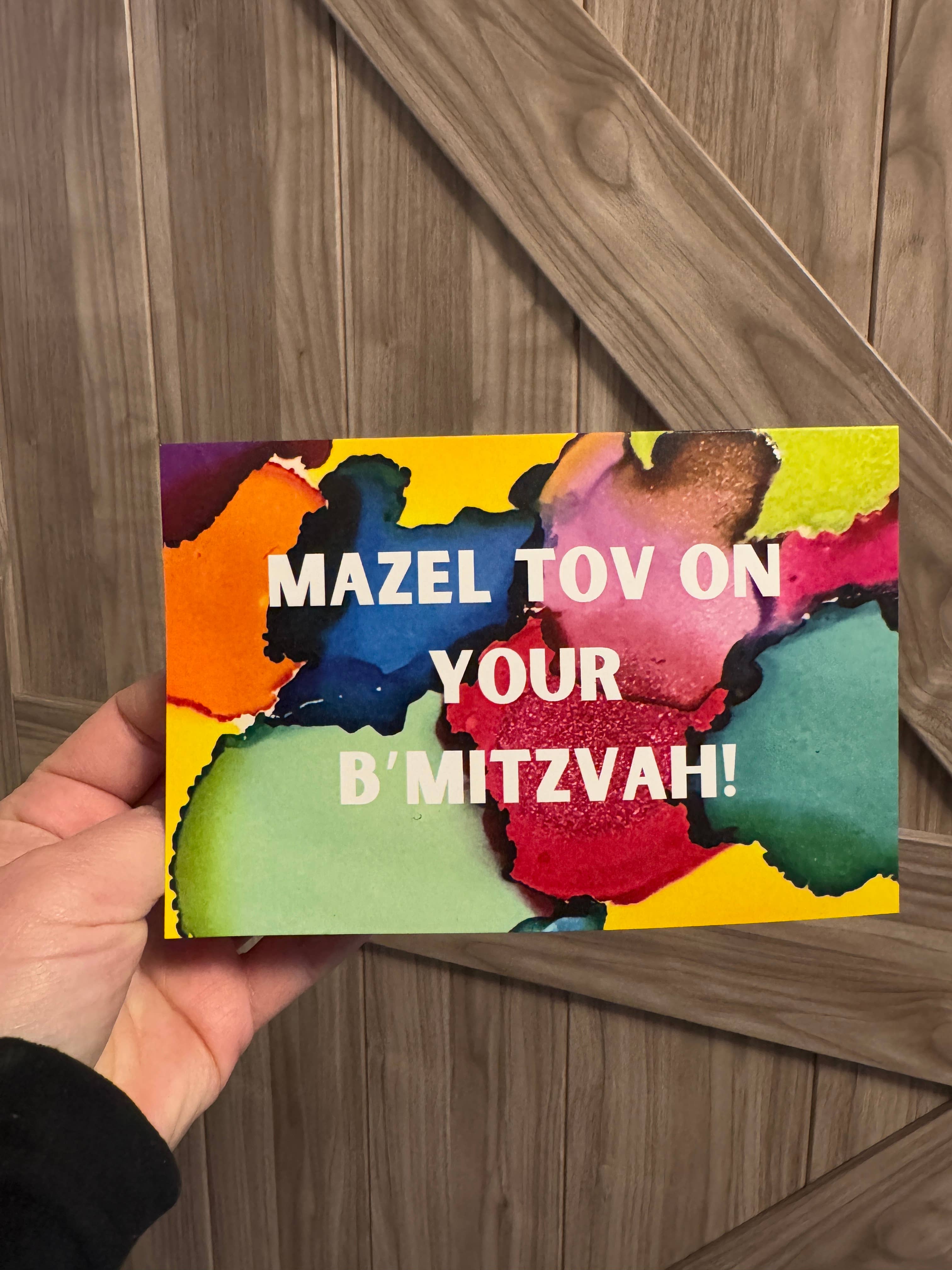 AbstractbyRabrams – wholesale Congratulations card – Mazel Tov Card on B'Mitzvah 6"x4" - 100% PCW - Rainbow1