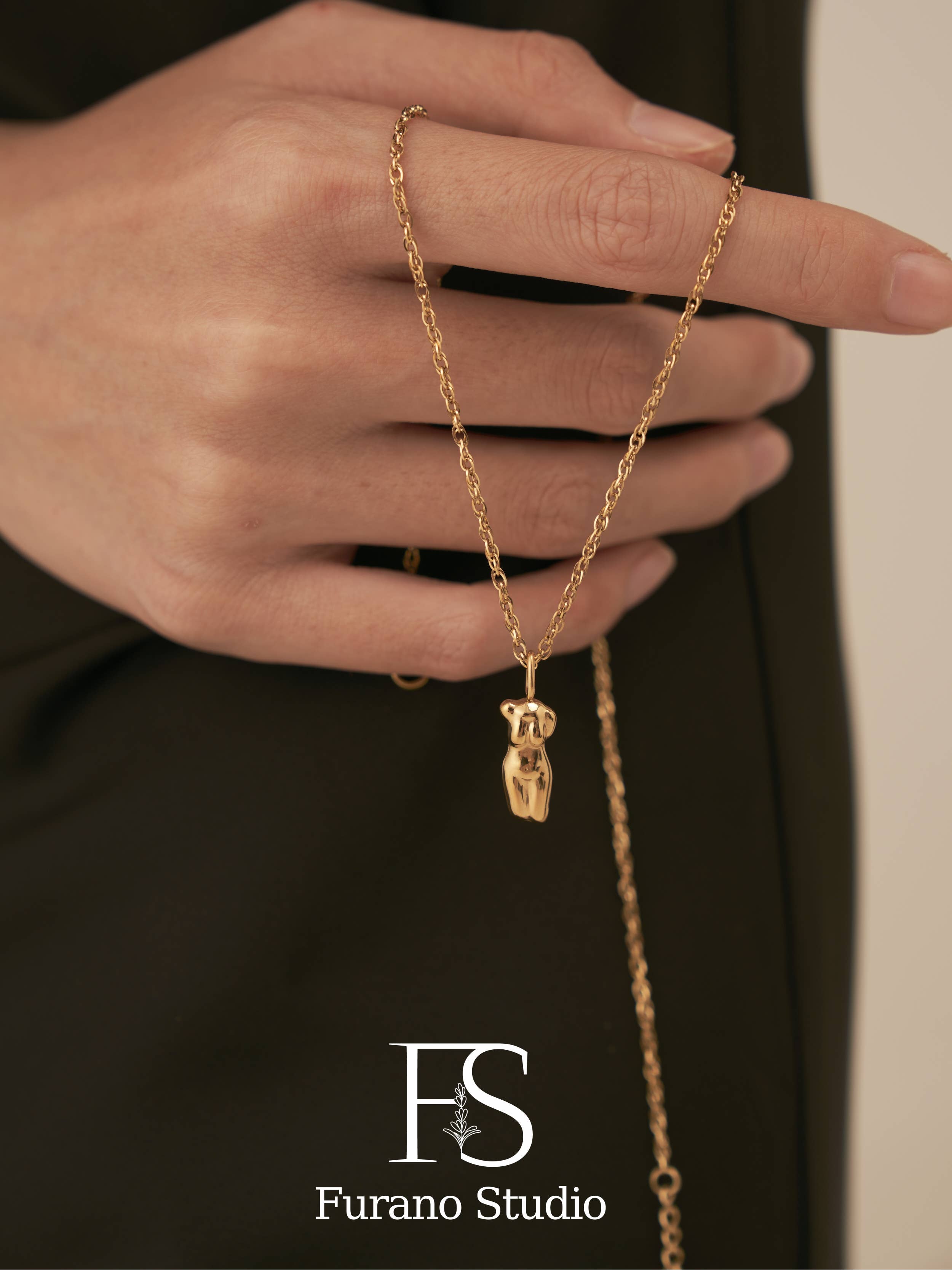 Furano Studio - Wholesale Pendant/Charm Necklace - 18K Gold Filled Female Body Pendant Necklace1