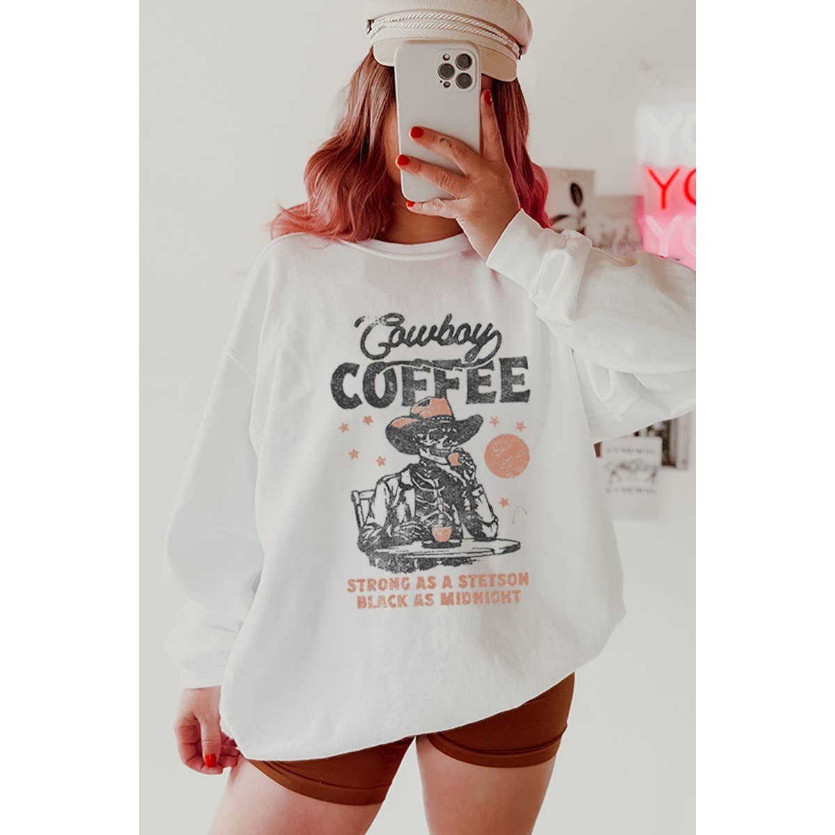 Illustrated Society - Vente Sweat-shirt à imprimés – femme - SWEAT-SHIRTS GRAPHIQUES VINTAGE CAFÉ3
