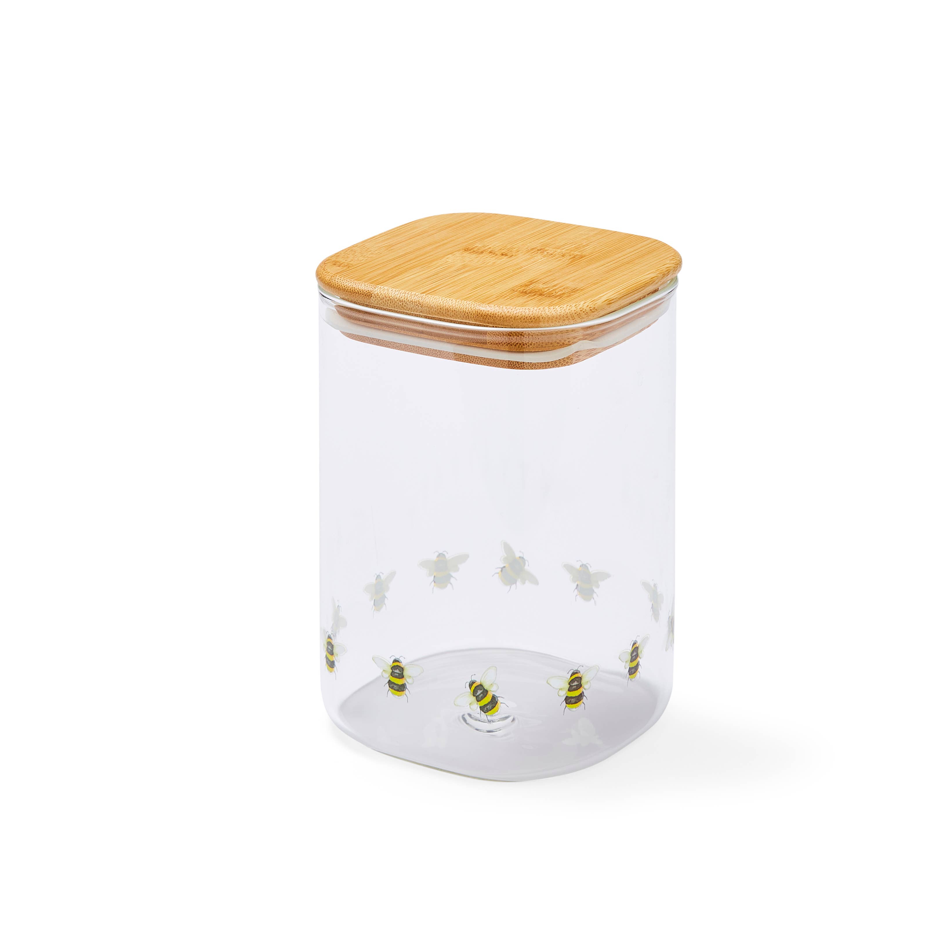 Multi 1.0l Glass Jar with Push Bamboo Lid Bumble Bees for wholesale on Faire0