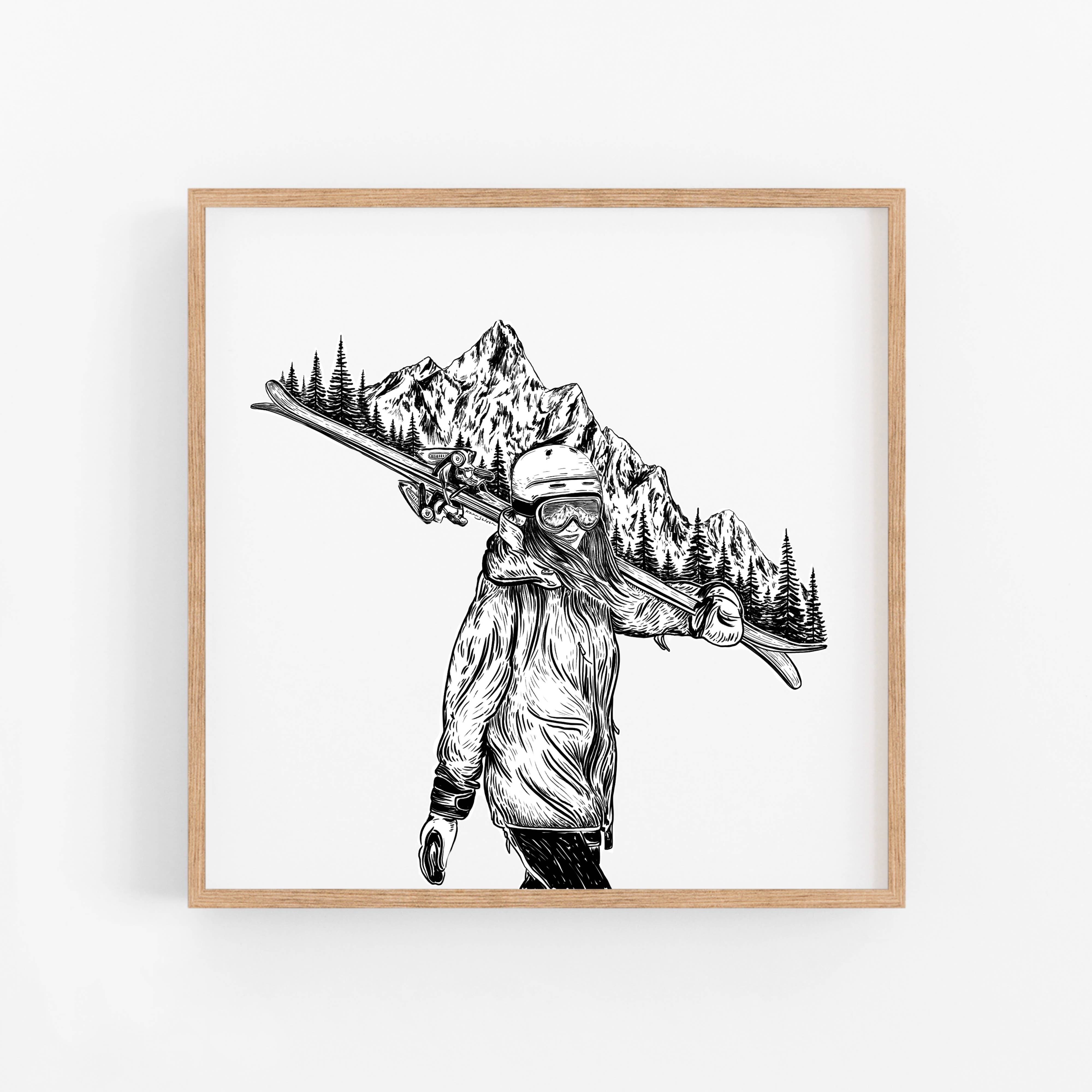 Kaari & Co. - Wholesale Art Print - Mountain Ski Girl Art Print3
