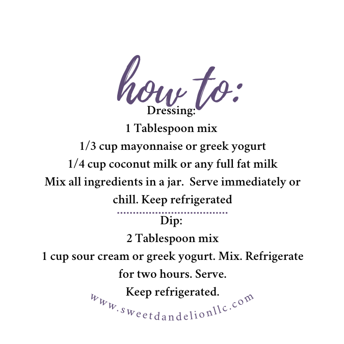 Sweet Dandelion, llc - Wholesale Dip - Ranch Dressing & Dip Mix1