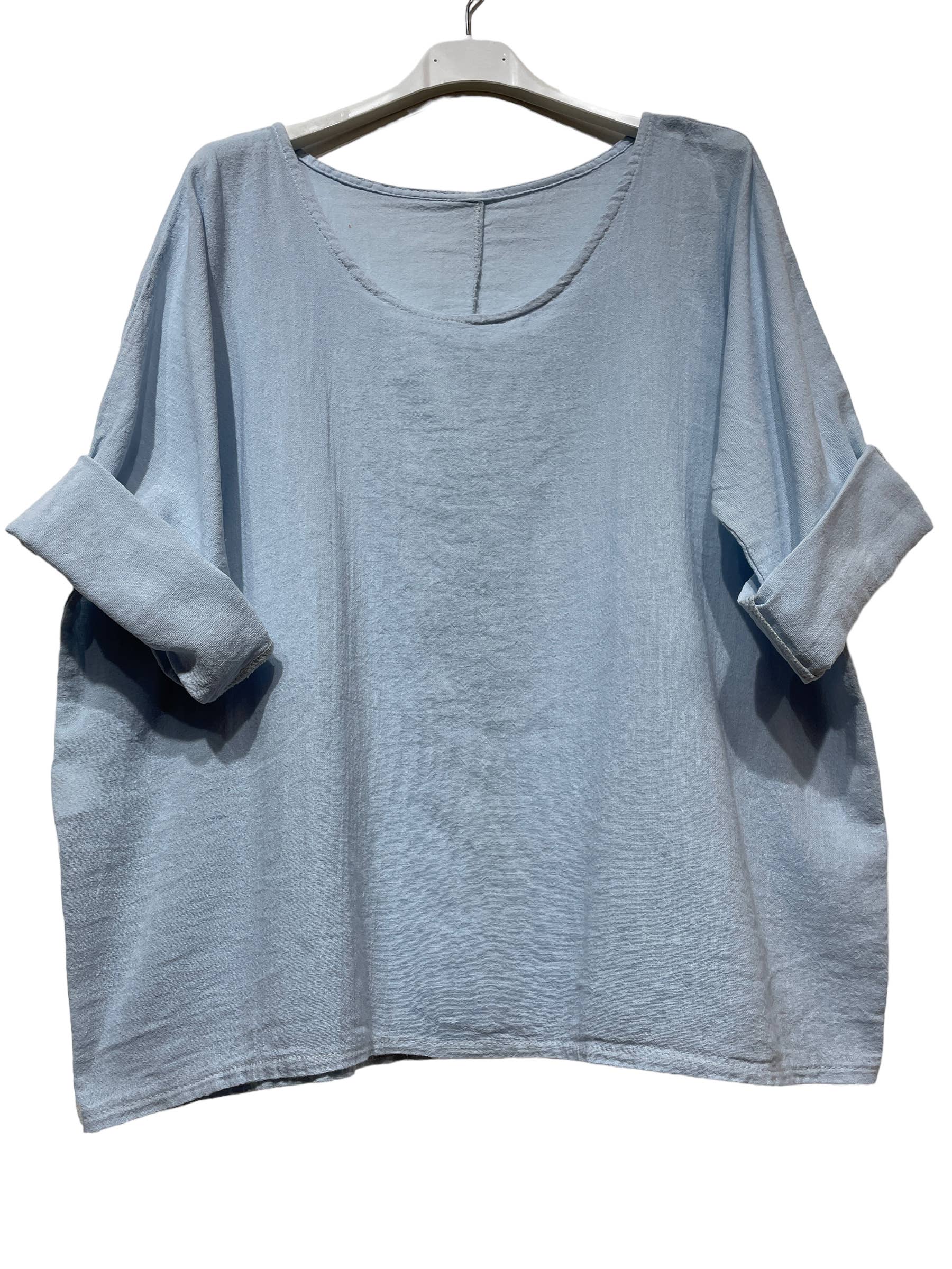 LINEN & COTTON HOUSE – Engroshandel T-shirt – til kvinder – Crop-top i bomuld og hør, bedst sælgende model 101149