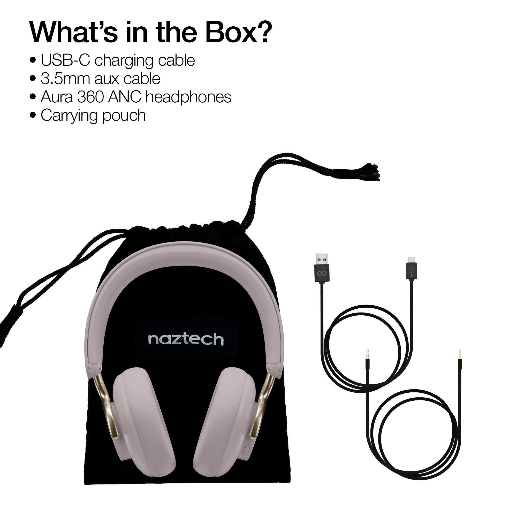 JupiterGear Home - Venta al por mayor Auriculares - Auriculares inalámbricos con cancelación activa de ruido Naztech Aura 360 ANC23
