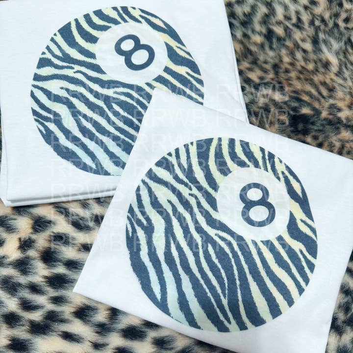 Zebra 8 ball tee for wholesale by Rustic Rose Western Boutique