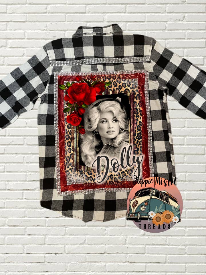 Dolly Parton flanellskjorta för wholesale av Hippie Misfit Threads