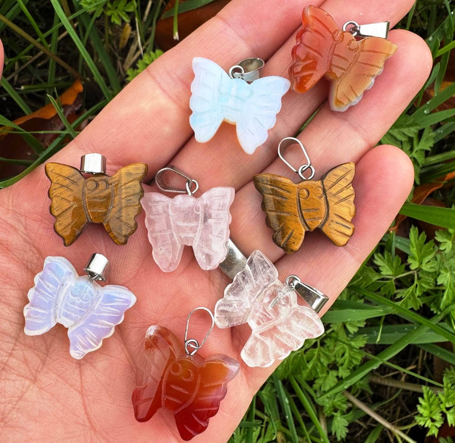 Elf Kendal Hippies – Großhandel Individueller Charm/Anhänger – Schmetterlingsanhänger 2cm Karneol Schmetterling Rosenquarz Charm3