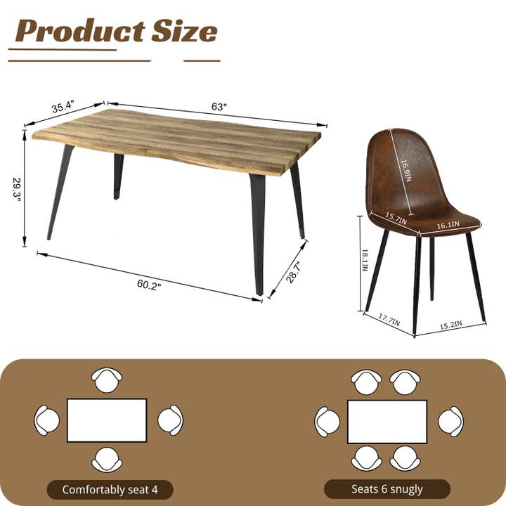 39F Inc. - Wholesale Chair - 5-Piece Dining Set-63" Wave-Edge Wal Table and Chair Options13