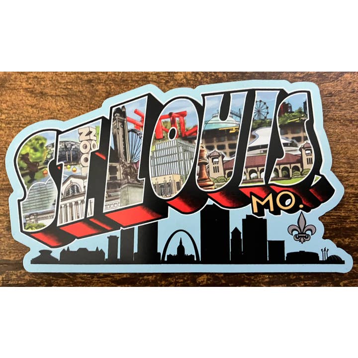 Vintage St. Louis Landmarks Magnet 4.5" x 2.5 for wholesale by Wildcard Graphic Design