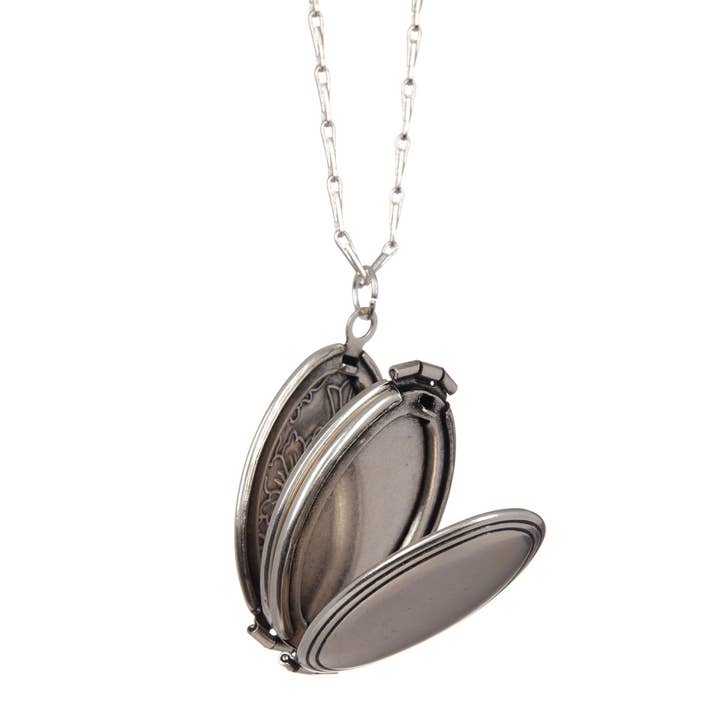 Zoey Simmons - Vente Collier à médaillon - Collier à pendentif médaillon cadre photo Silvertone - SF