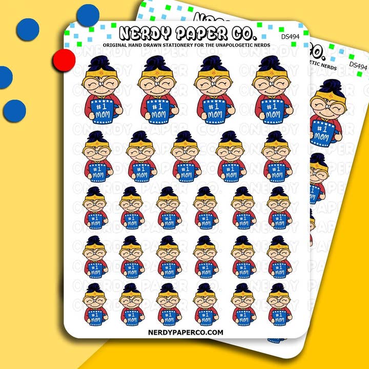 #1 Wondermom - Hand Drawn Planner Stickers - Deco - DS494 for wholesale by NERDY PAPER CO.