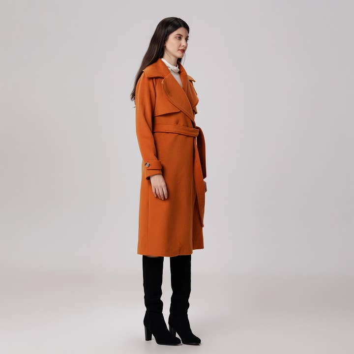 Smart and Joy - Wholesale Trench Coat - Women's - Wool coat with wide shutters12