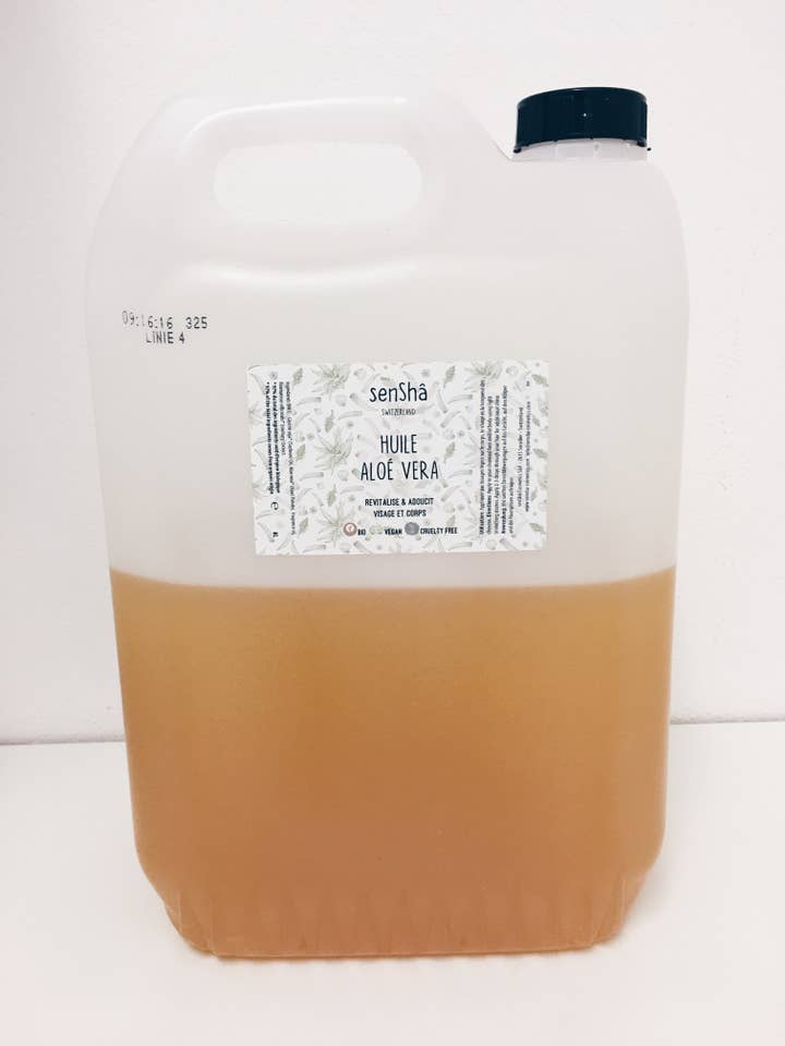 Kit inicial a granel Óleo de Aloe Vera 3L com frascos vazios por atacado de SenShâ Cosmetics Sàrl