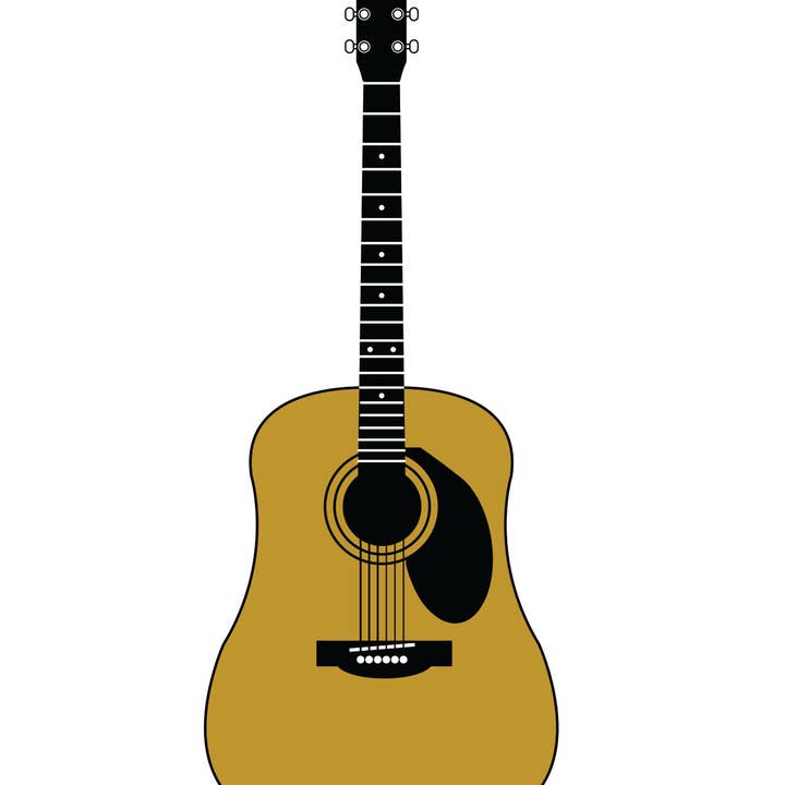 Acoustic Guitar Sticker for wholesale by Black River Letterpress & Paper Co.