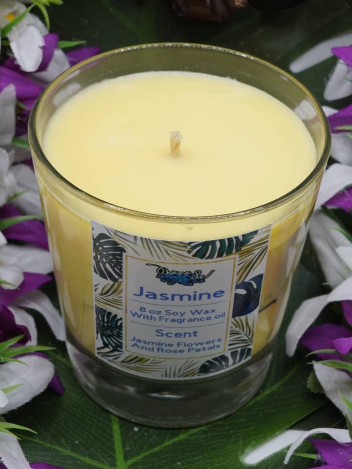 Bocal en verre à mèche en coton Jasmine Soywax pour la vente par Ohanale