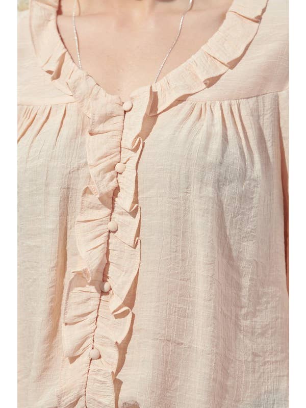 Blush Frilled Blouse - 14696T for wholesale on Faire