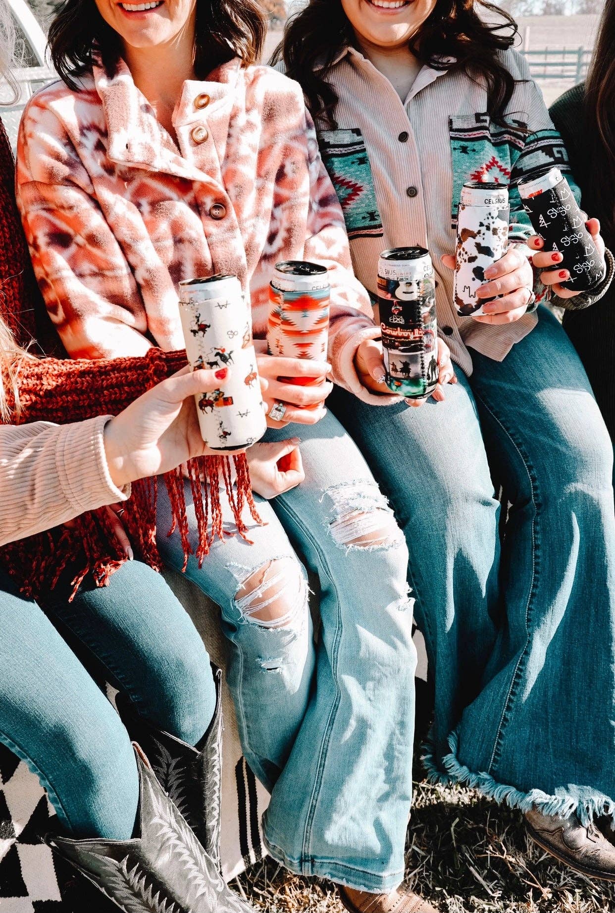 The Front Porch Label – Mangas térmicas de bebidas por atacado – Cowboy Tall Coozie Vintage 2 - Pack5