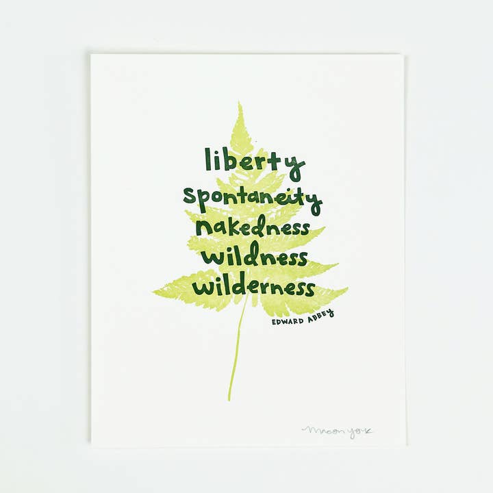 Kunsttryk, 8x10: Frihed (Edward Abbey) for engroshandel hos Macon York Press