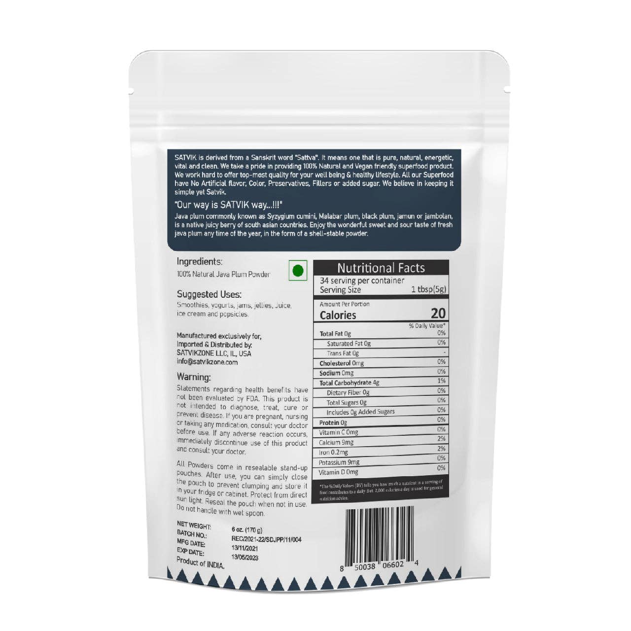 SATVIKZONE - Wholesale Protein/Superfood Powder - Java Plum Fruit Powder 100% Natural2