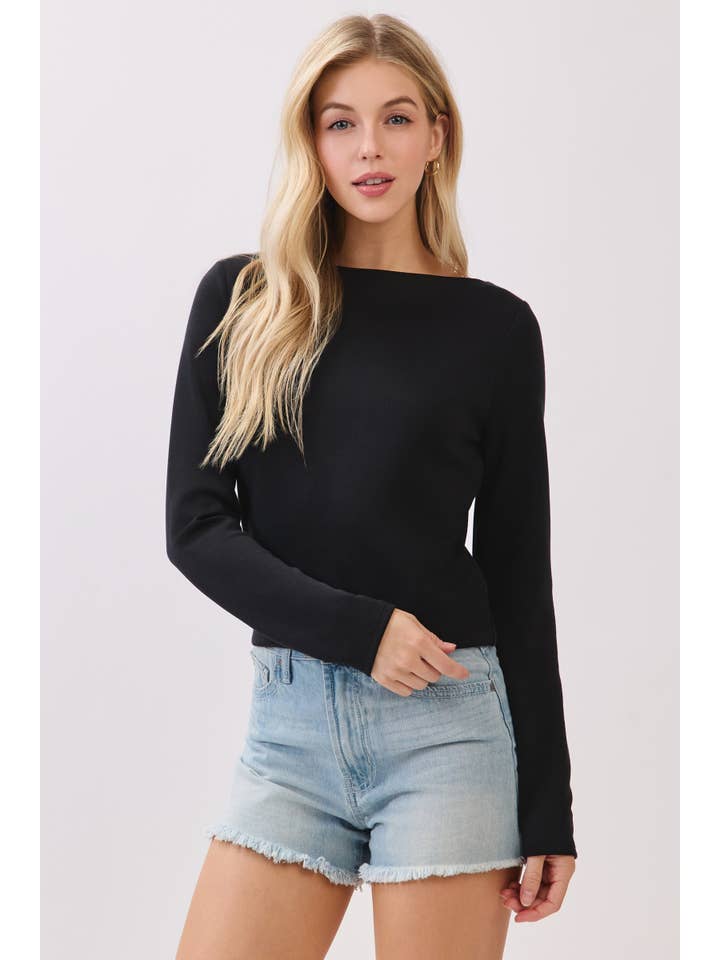 Final Touch - Wholesale Knit Top - Women's - Double Layer Boat Neck Long Sleeve Top - VT315349
