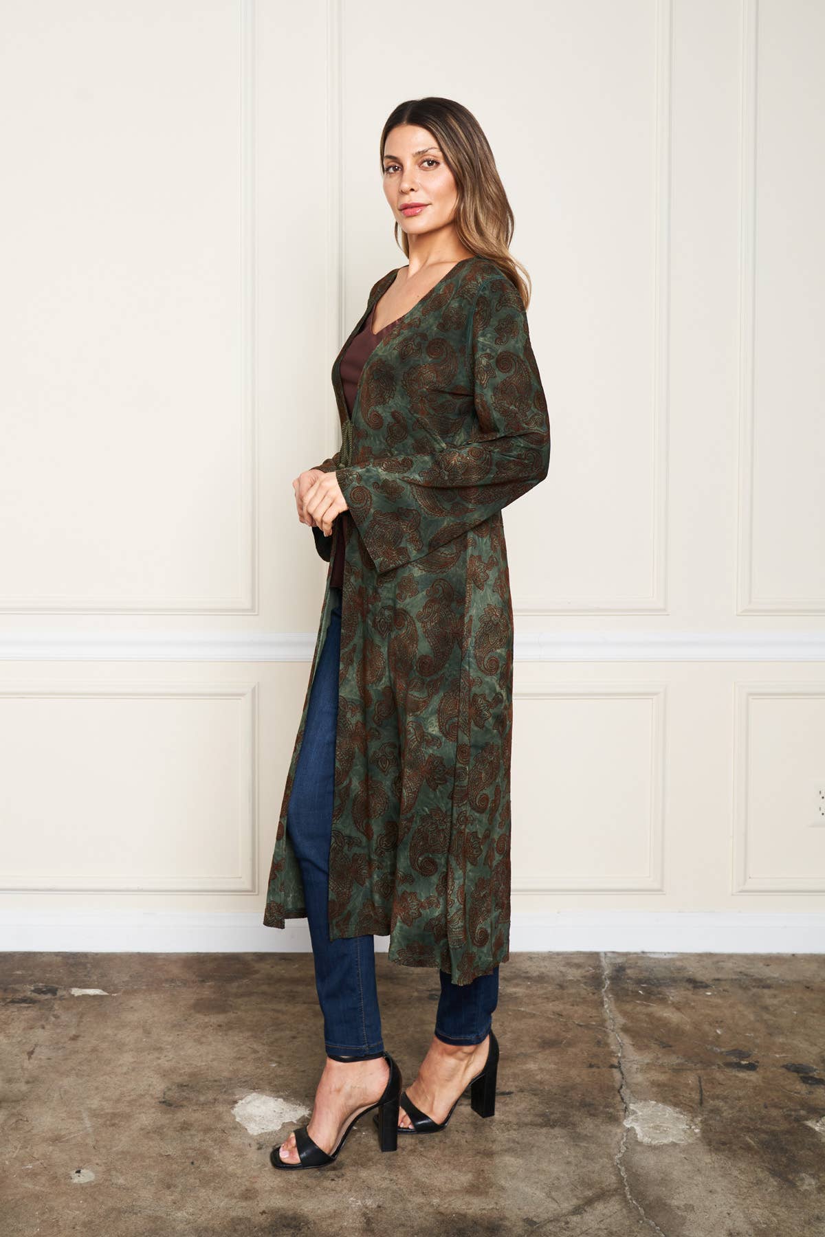 Paparazzi - Wholesale Kimono - Women's - 5705-MAK Flocked ITY Kimono w/ Tie Front6