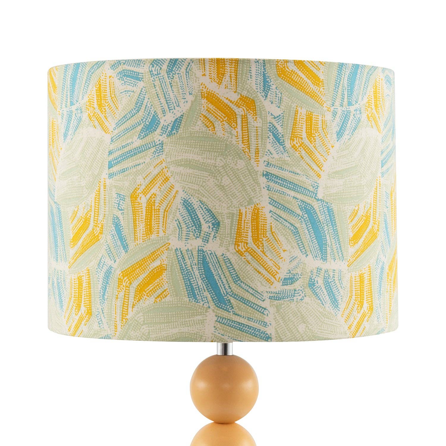 Happy Homewares – wholesale Accent/desk lamp – Chic Yellow Table Lamp with Graphic Style Multi Colour Fabric Shade4