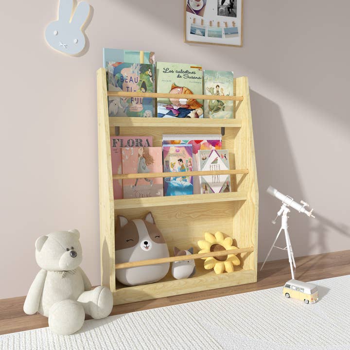 Étagère à livres pour enfants à 3 niveaux en bois naturel pour chambre ou salle de classe pour la vente par 39F Inc.