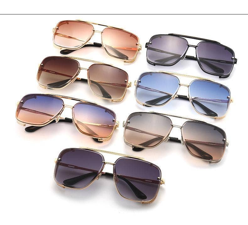 WoodWristCo – wholesale Sunglasses – Unisex – Men's and women's square metal double beam Sunglasses7
