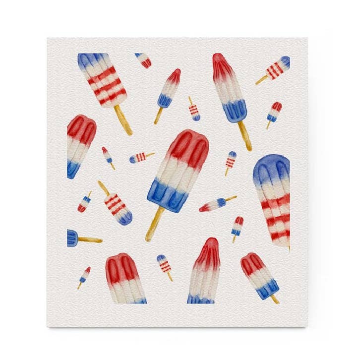 Americana Red White Blue Popsicle Swedish Dishcloth for wholesale by Crows Nest Atelier, LLC